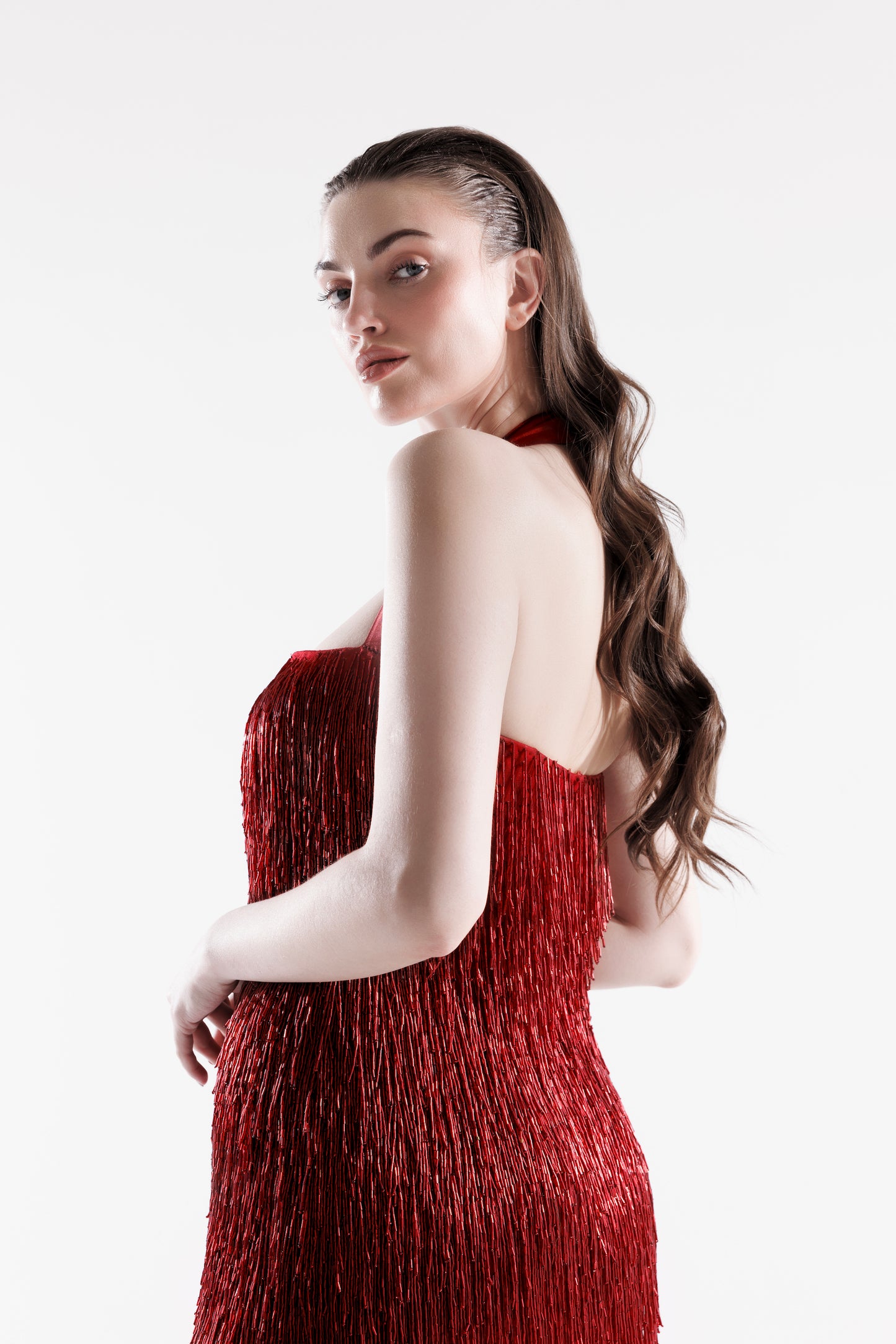 RED TASSEL SHORT DRESS