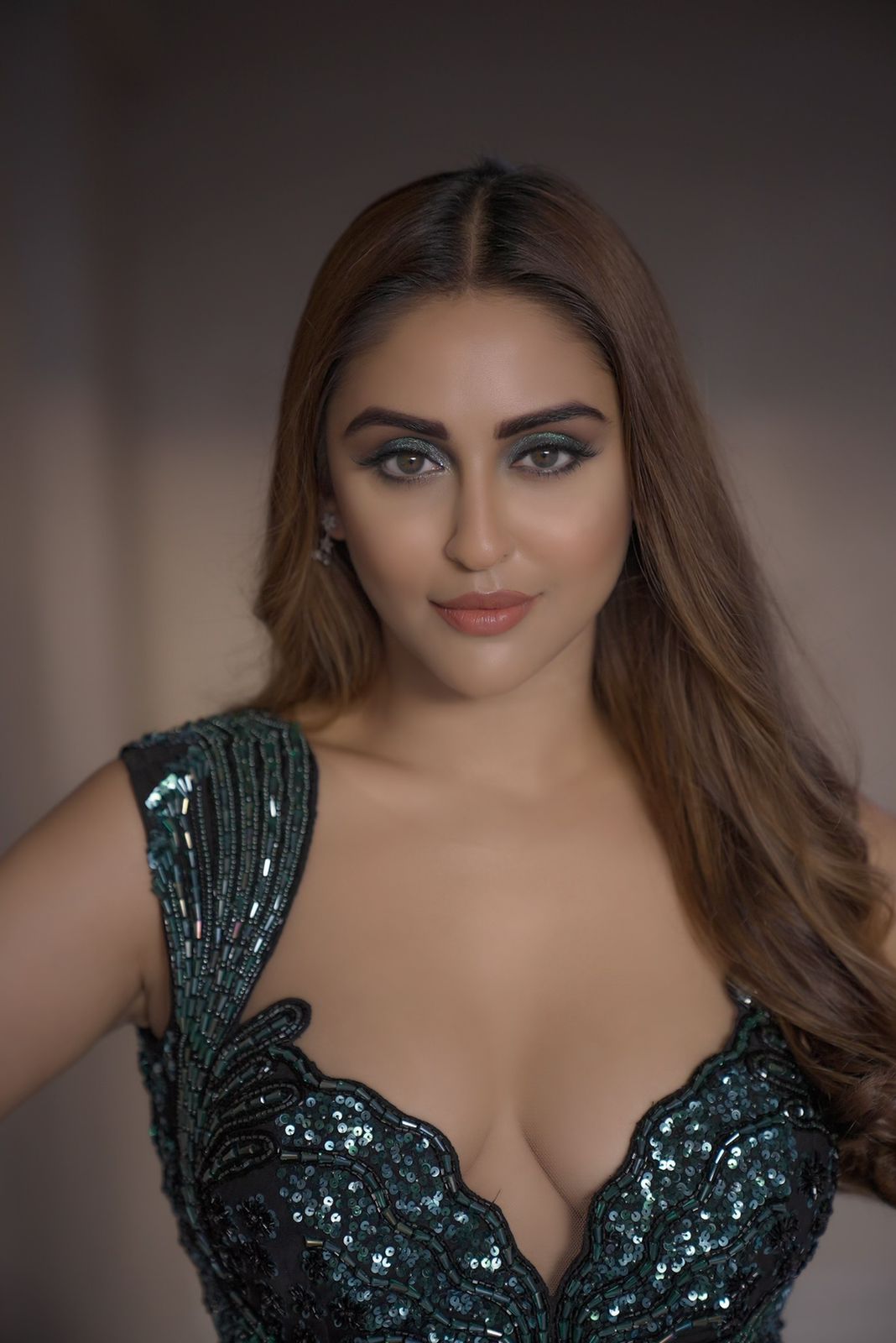 KRYSTLE D'SOUZA IN BLACK AND TEAL CORAL