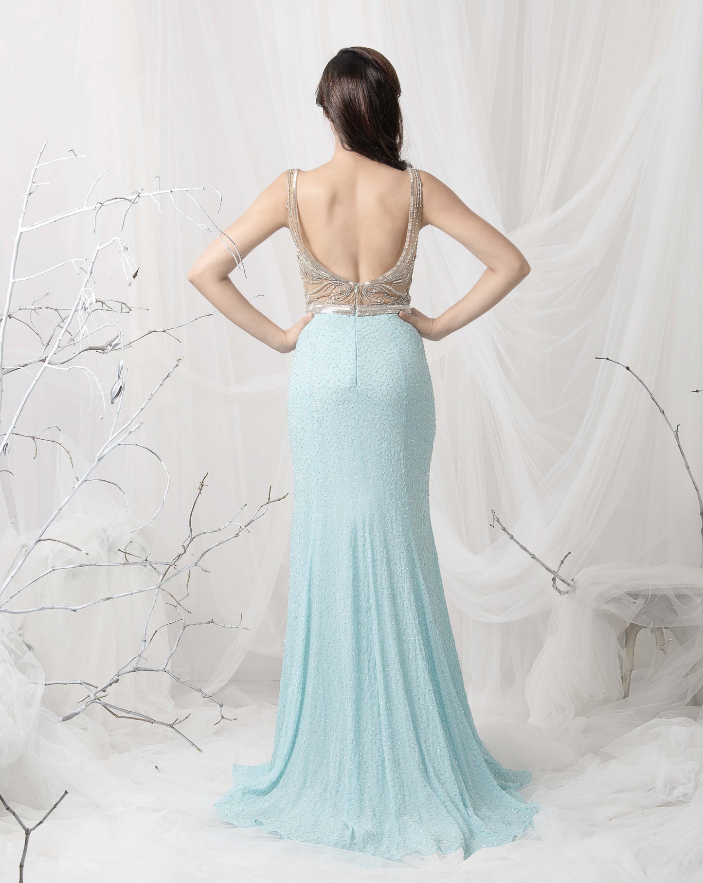 TURQUOIS SHEATH GOWN